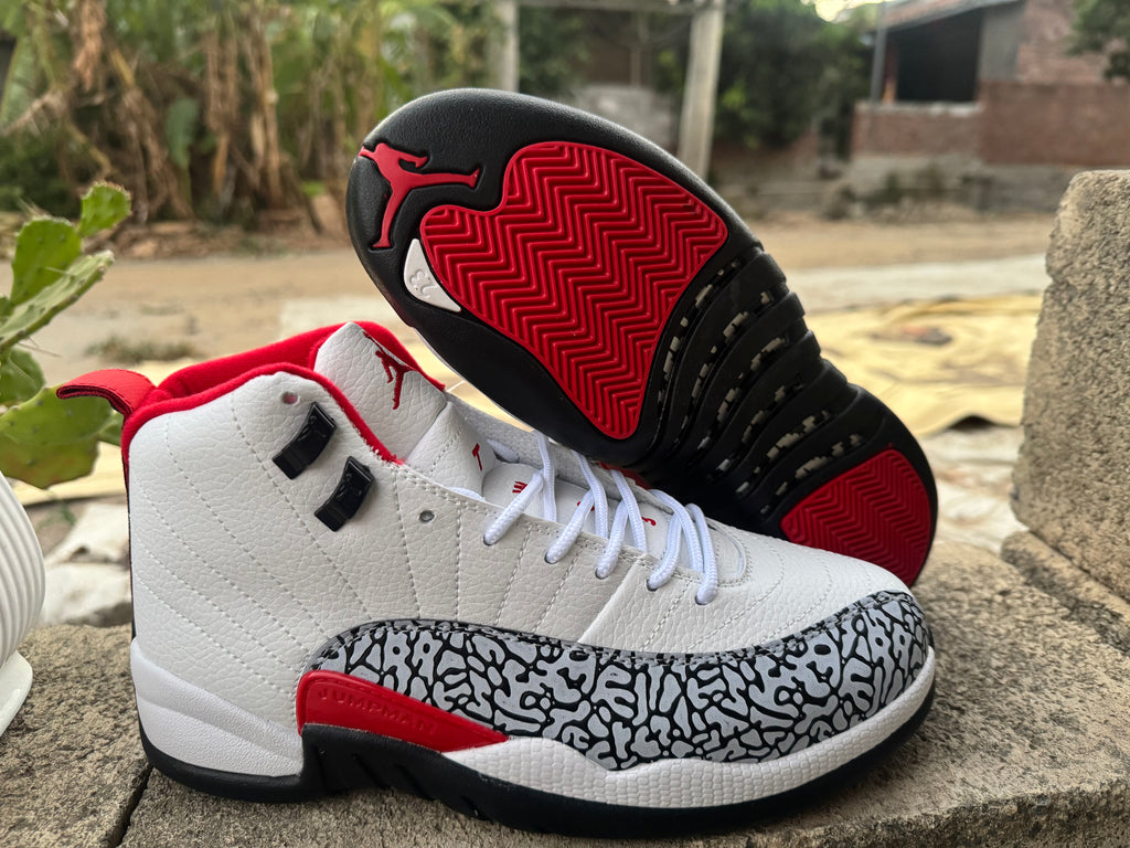 Air Jordan 12 Elephant Print Custom 'White / Varsity Red / Black'