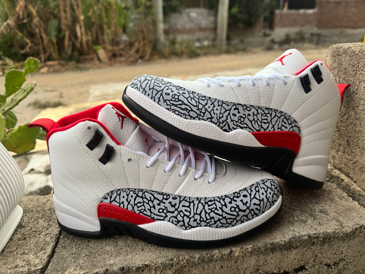 Air Jordan 12 Elephant Print Custom 'White / Varsity Red / Black'