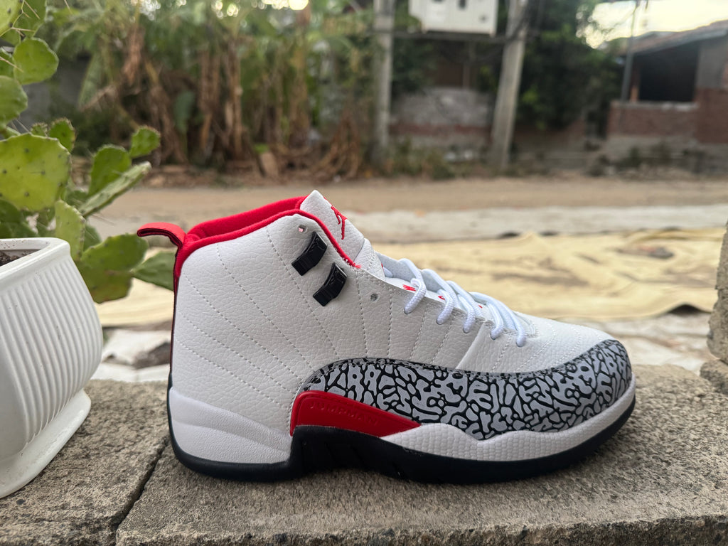 Air Jordan 12 Elephant Print Custom 'White / Varsity Red / Black'