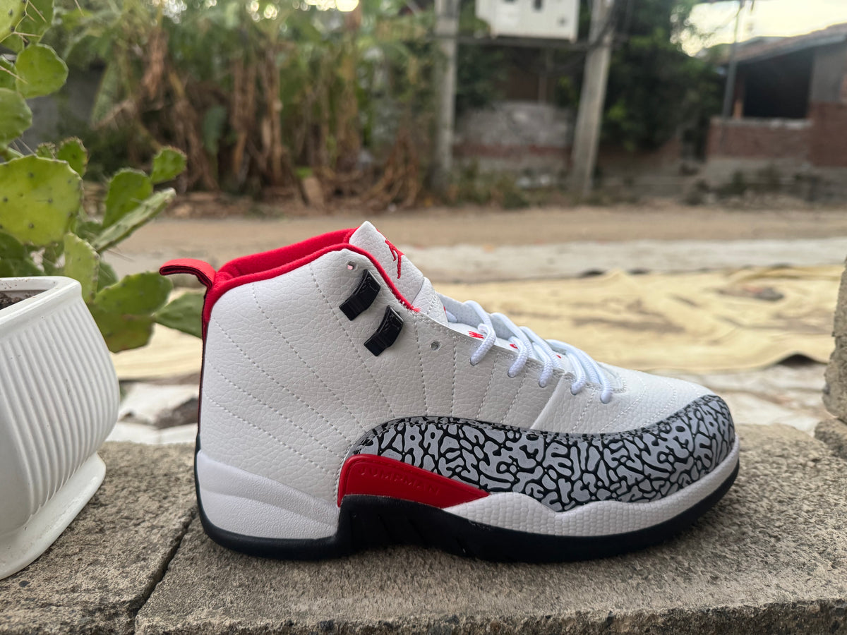 Air Jordan 12 Elephant Print Custom 'White / Varsity Red / Black'