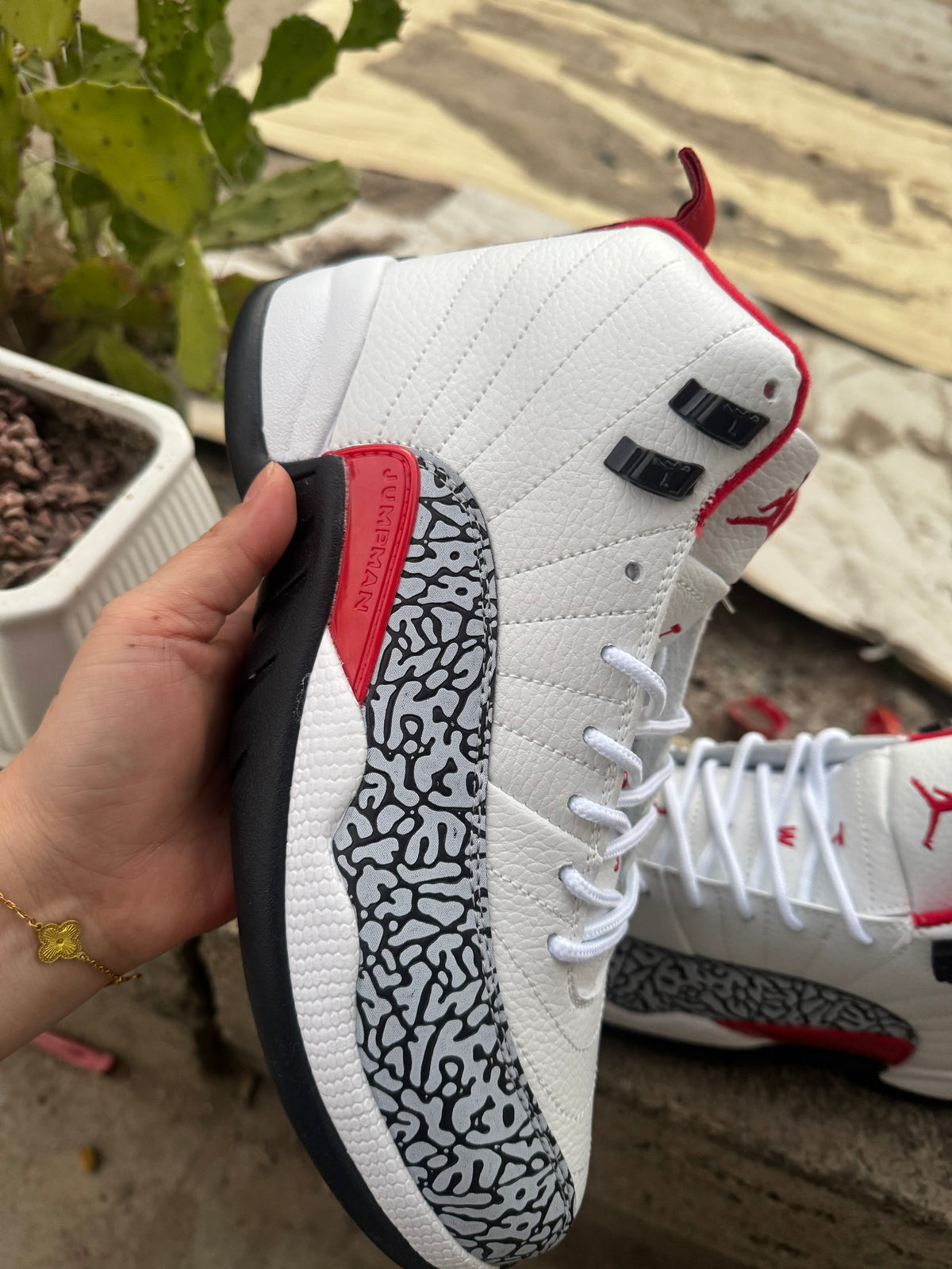 Air Jordan 12 Elephant Print Custom 'White / Varsity Red / Black'